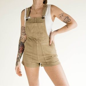 aerie khaki shortalls